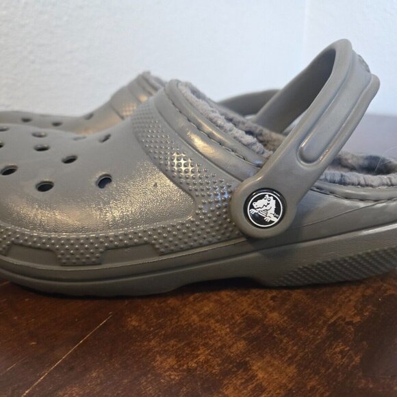 Croc Dual Comfort Gray Slip-On Clogs Fur Lined Men's-4 Women's-6 - Picture 2 of 15